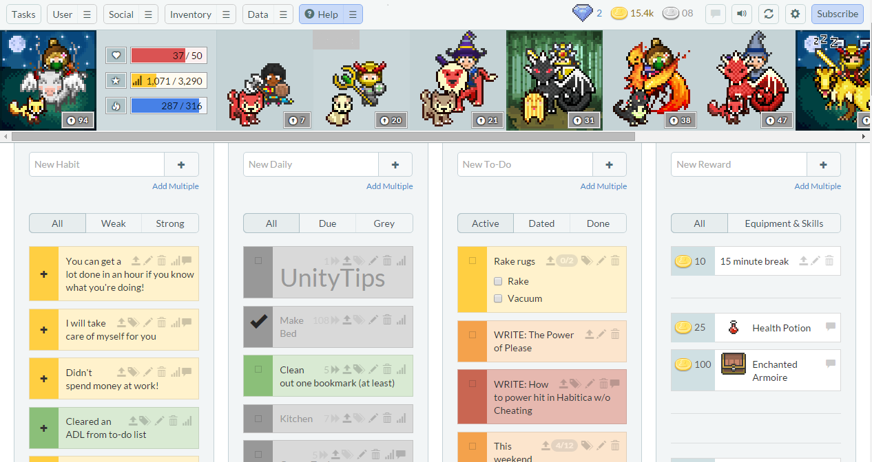 Habitica App Interface