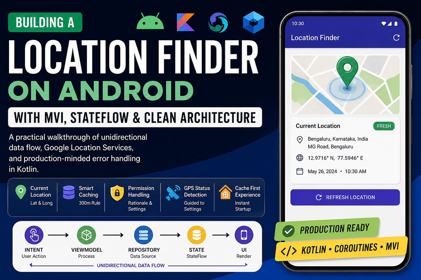 Location Finder on Android with MVI, StateFlow, and Clean Architecture