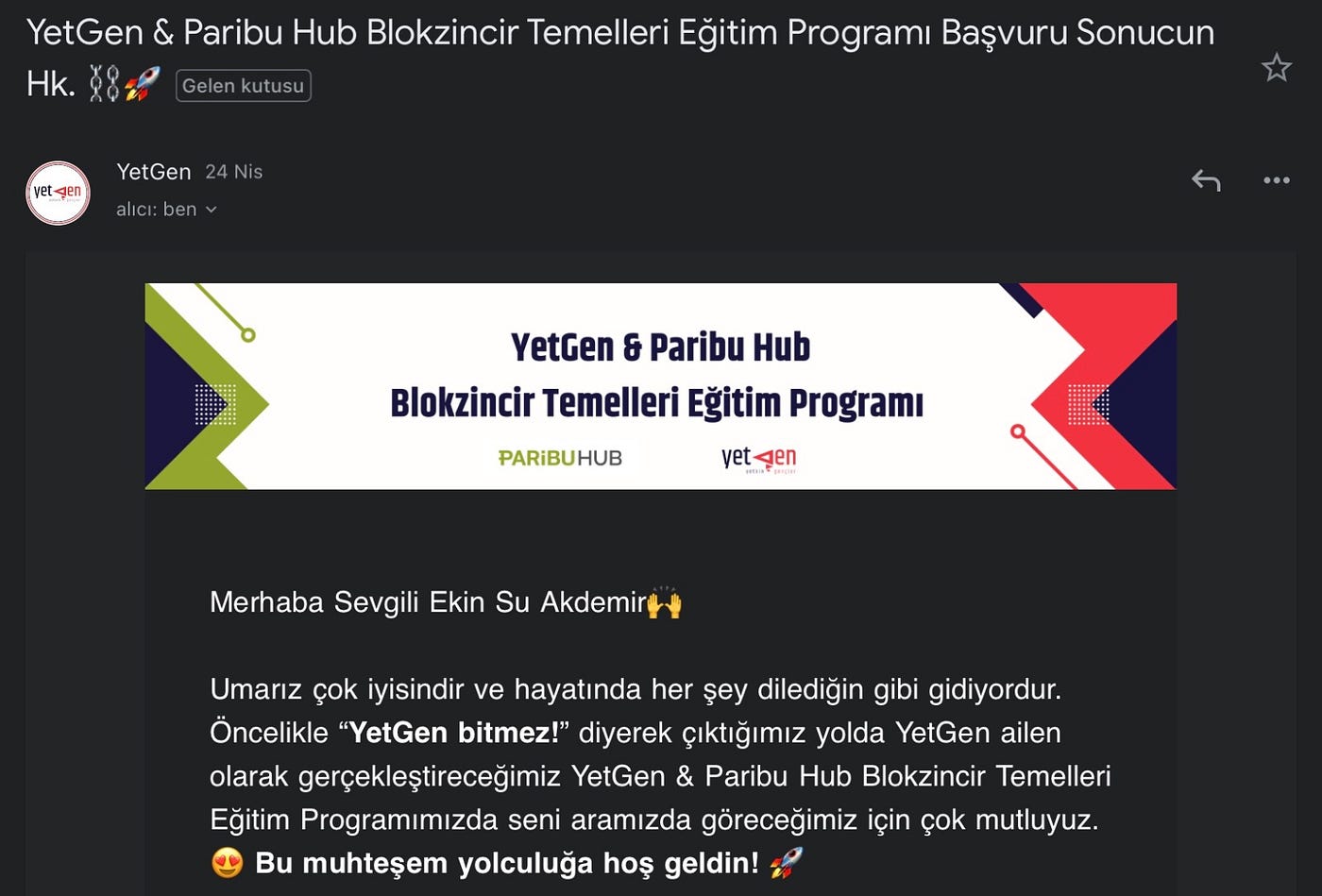 Posta kutuma düşen bir maille yeni bir YetGen macerası başladı!