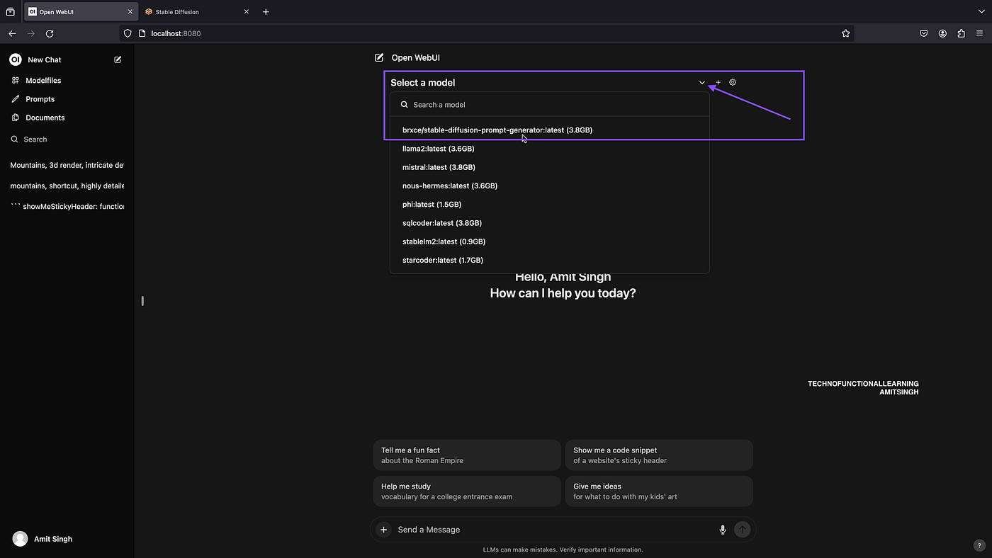 Automatic1111 (Stable Diffusion Webui)+Open WebUI+Ollama+Stable