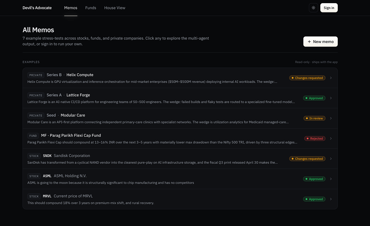 Memos — funds, stocks, private companies