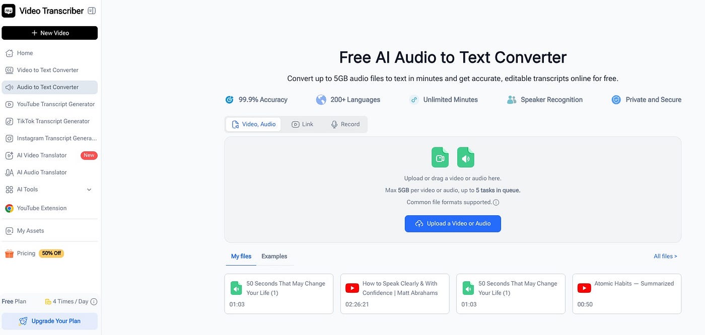 Free AI Audio to Text Converter