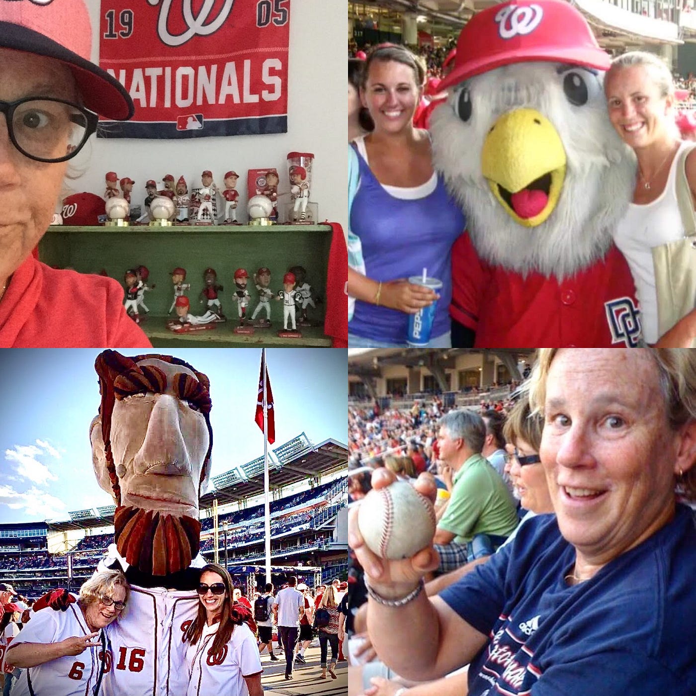 Nats mascot Screech and Momma Screech, at a Washington Nationals