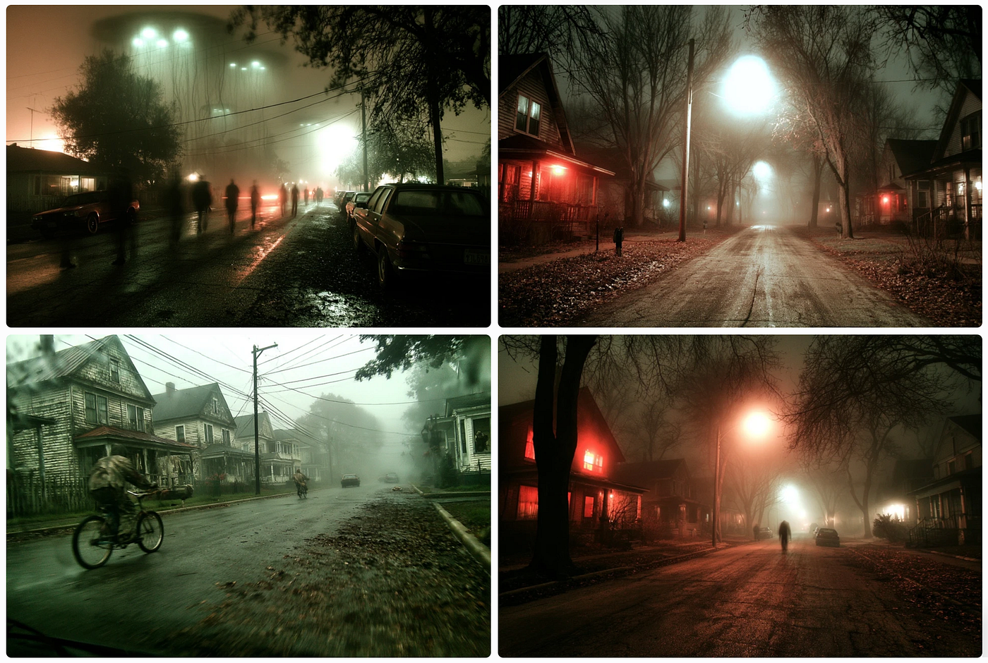 a paranormal image grid made with SREF ID: 1362845130 — created by the author in the Midjourney v8.2 preview