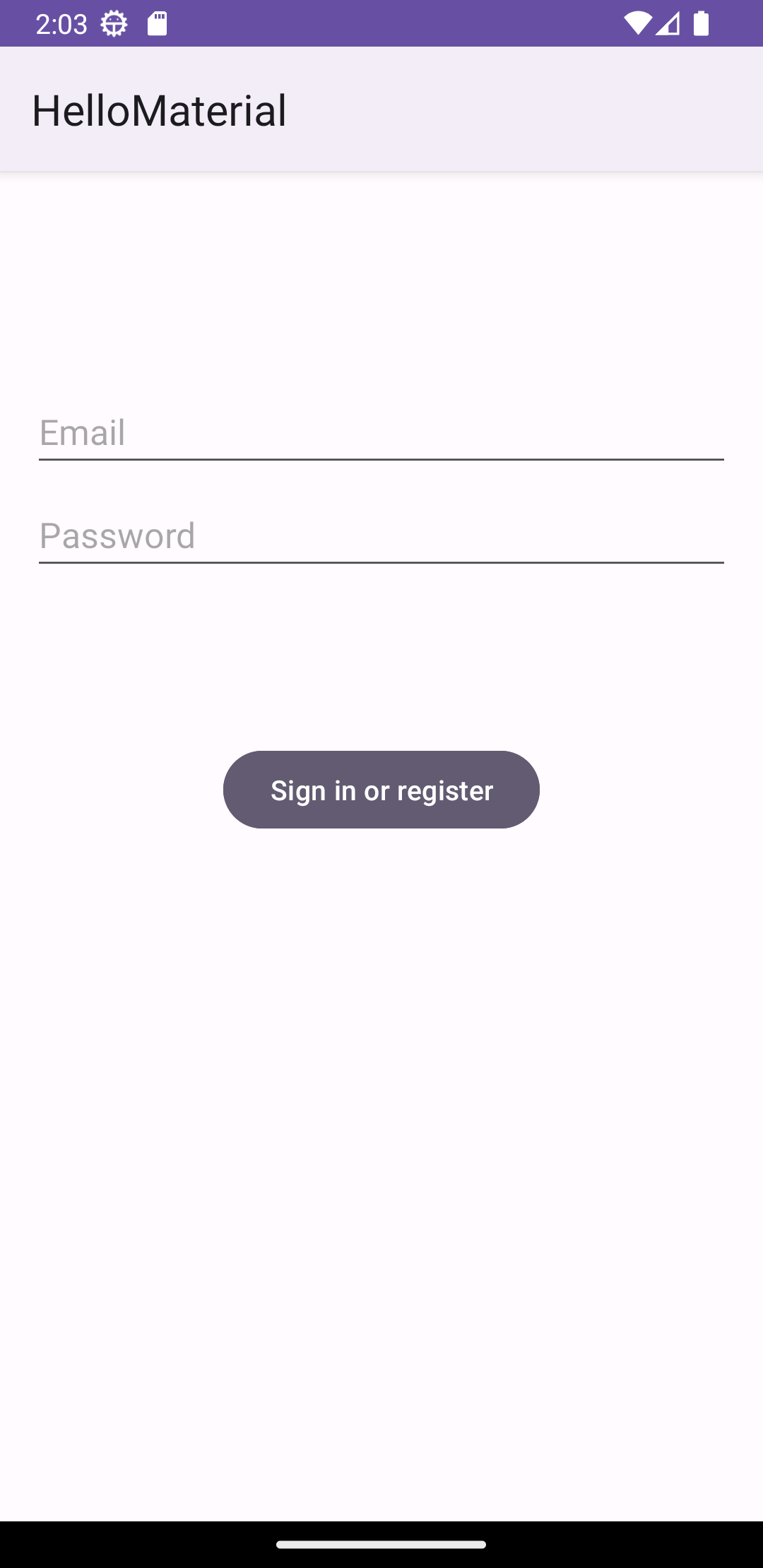 Material Design Signup Screen in Android Studio 