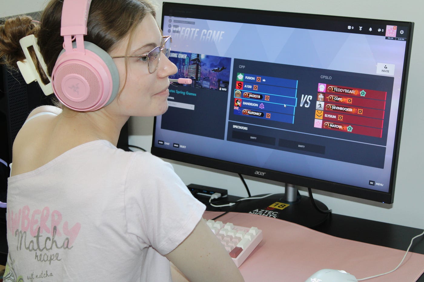Samantha Jones playing for Cal Poly SLO in esports tournament at SDSU on April 18, 2026.