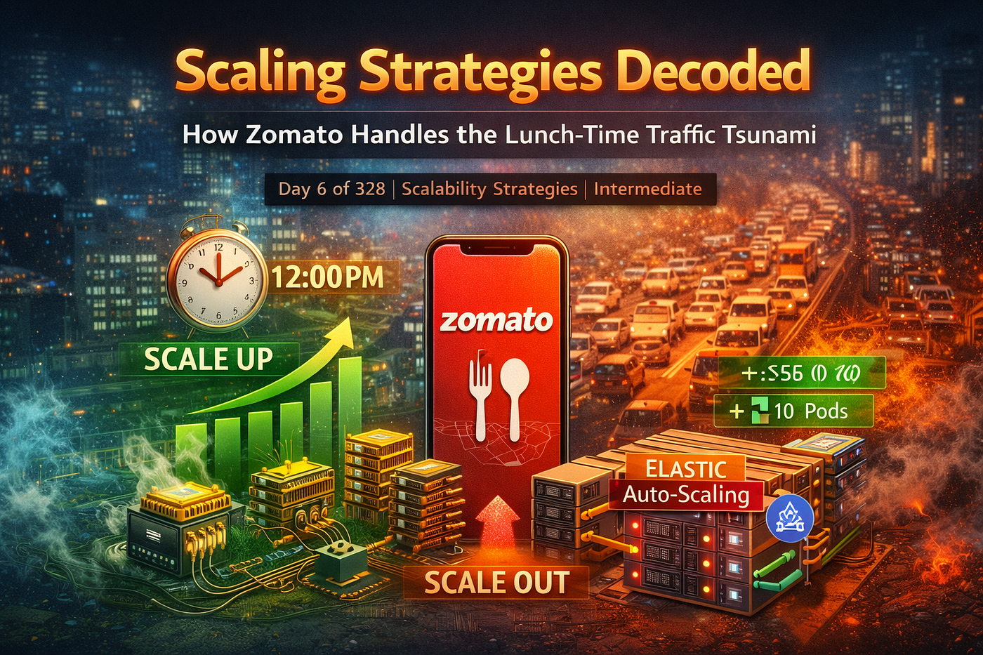 Scaling Strategies Decoded: How Zomato Handles the Lunch-Time Traffic Tsunami