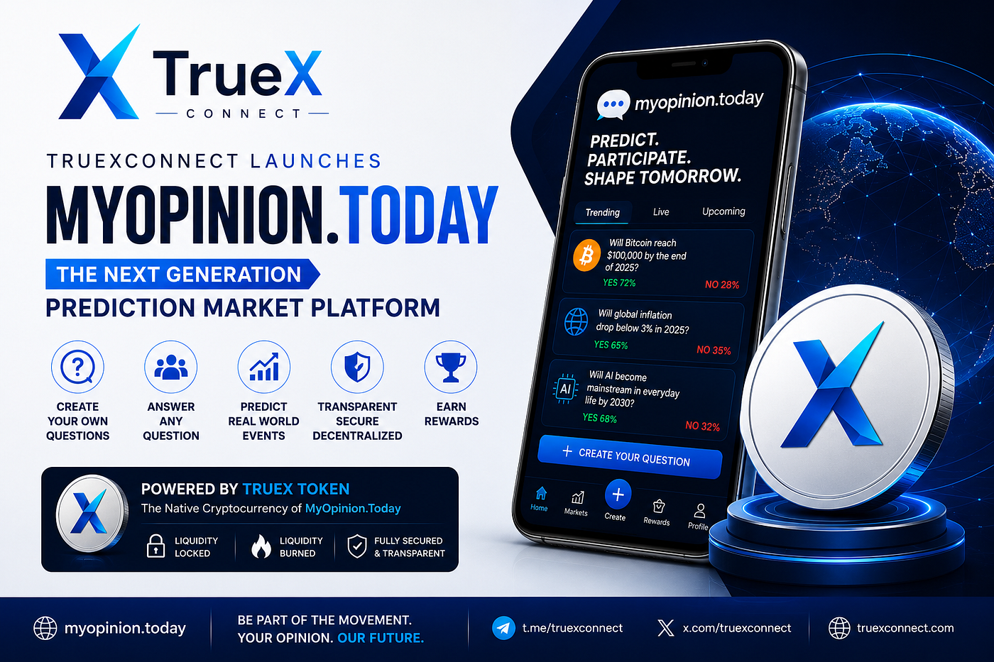 TrueXconnect Launches MyOpinion.Today: A Community-Driven Prediction Market Powered by TrueX Token