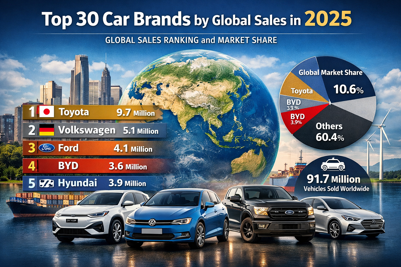 Top 30 Car Brands by Global Sales in 2025