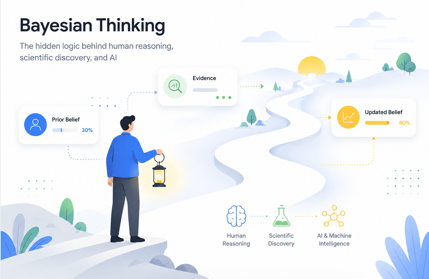 Bayesian Thinking: The Hidden Logic Beneath Human Reasoning, Scientific Discovery, and AI