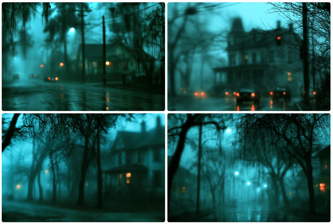 a paranormal image grid made with SREF ID: 542359304 — created by the author in the Midjourney v8.2 preview