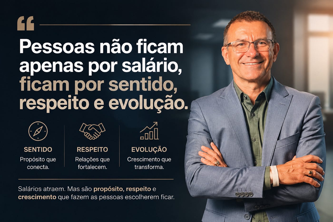 Pessoas não ficam apenas por salário, ficam por sentido, respeito e evolução