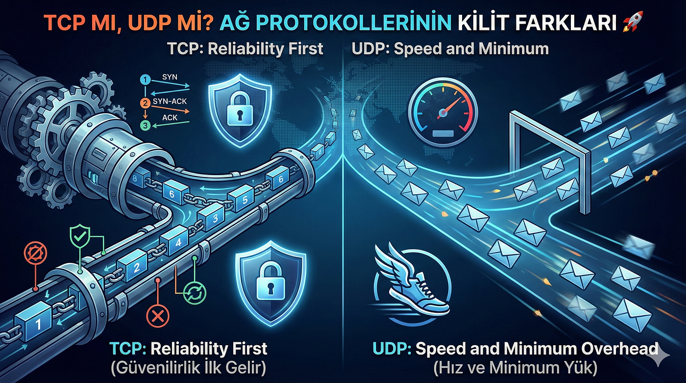 TCP mi, UDP mi? Ağ Protokollerinin Kilit Farkları ve Neden Önemli Oldukları! 🚀