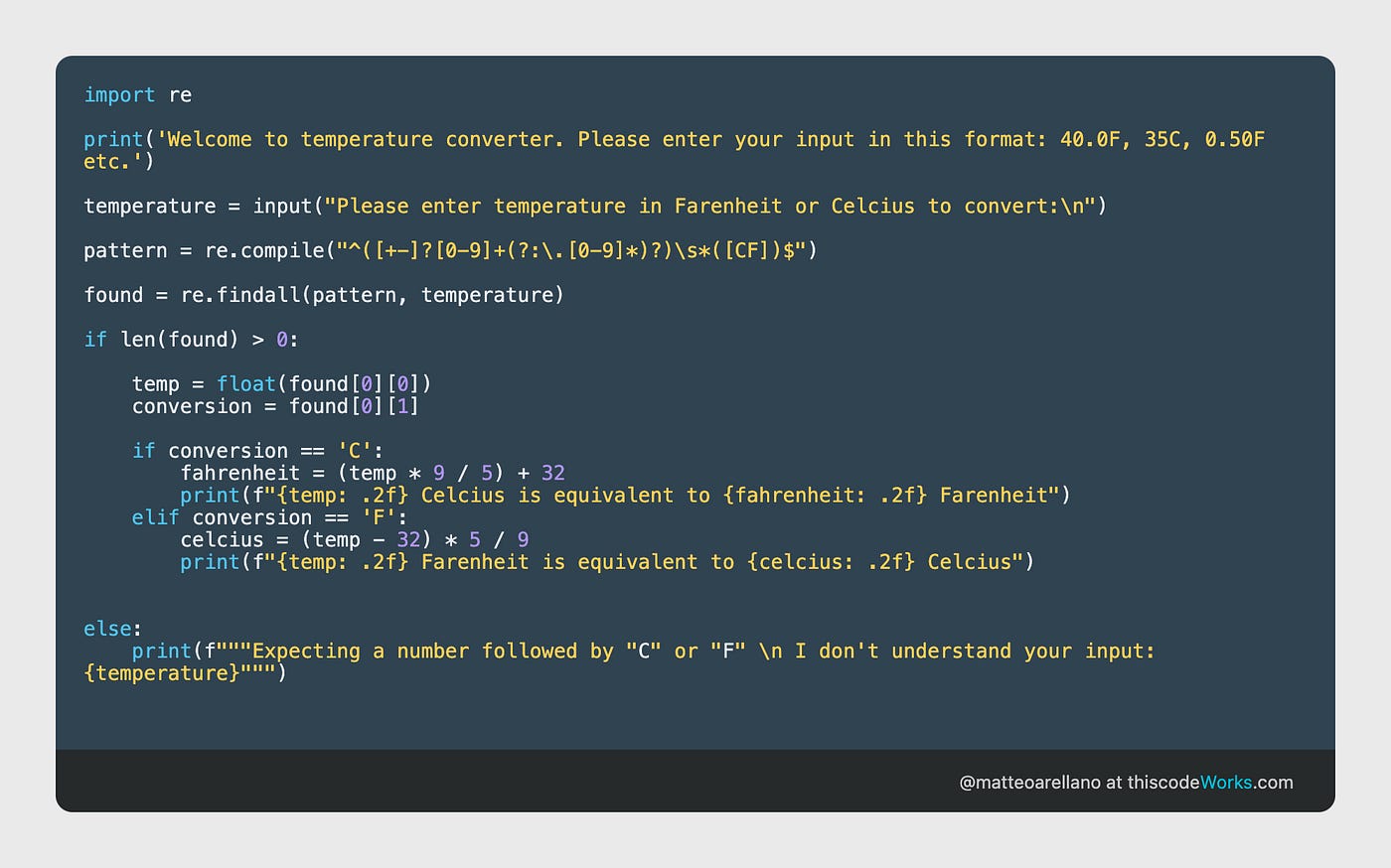 Regex Python Challenge: Temperature Converter, by Matteo Arellano