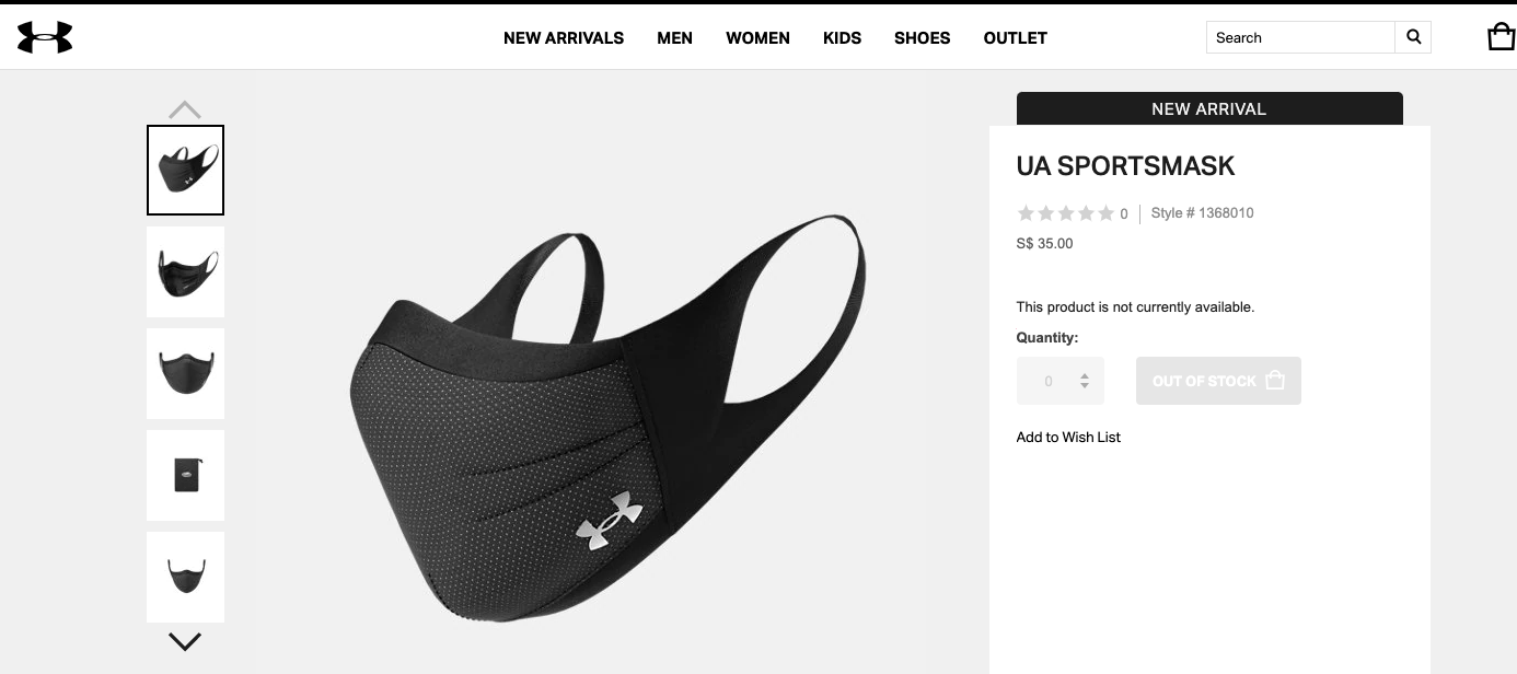 Ua sportsmask best sale sizing