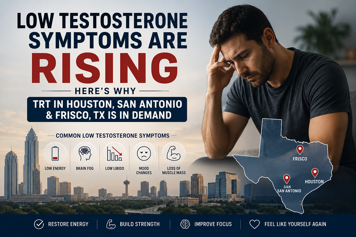 Low Testosterone Symptoms Are Rising Here’s Why TRT in Houston, San Antonio & Frisco, TX Is in…