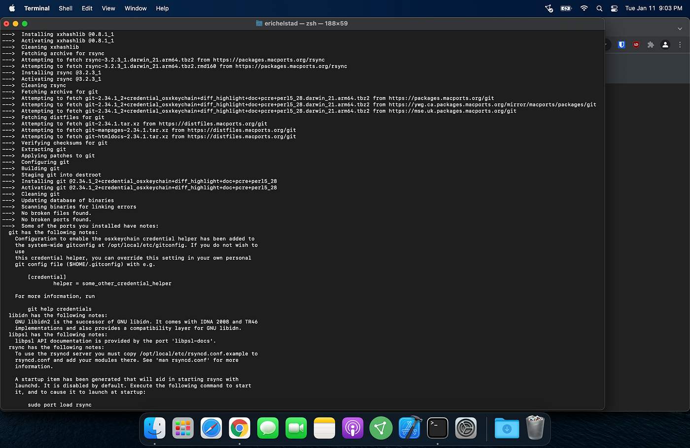 Install output