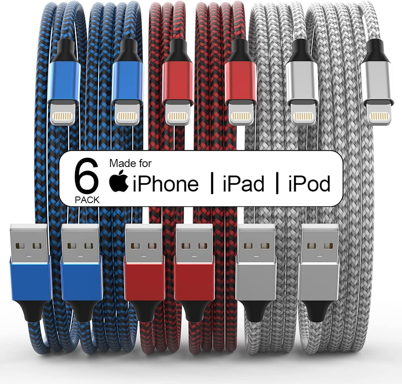 🧲 Never Run Out of Power Again: Discover the Must-Have 6-Pack Apple MFi Certified Lightning Cable…