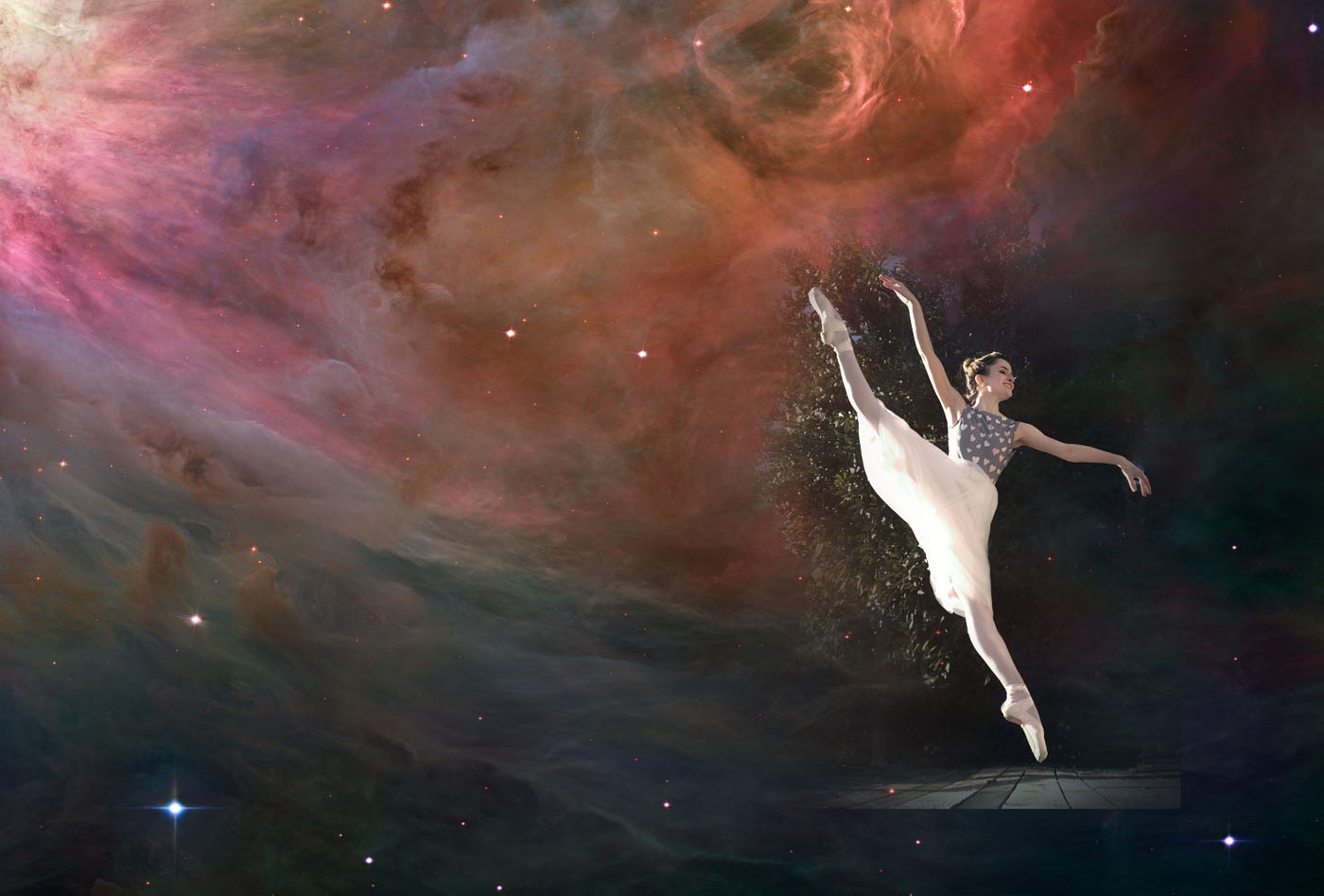 graphic made with photo of my daughter dancing and a photo by NASA, ESA, M. Robberto ( Space Telescope Science Institute/ESA) and the Hubble Space Telescope Orion Treasury Project Team