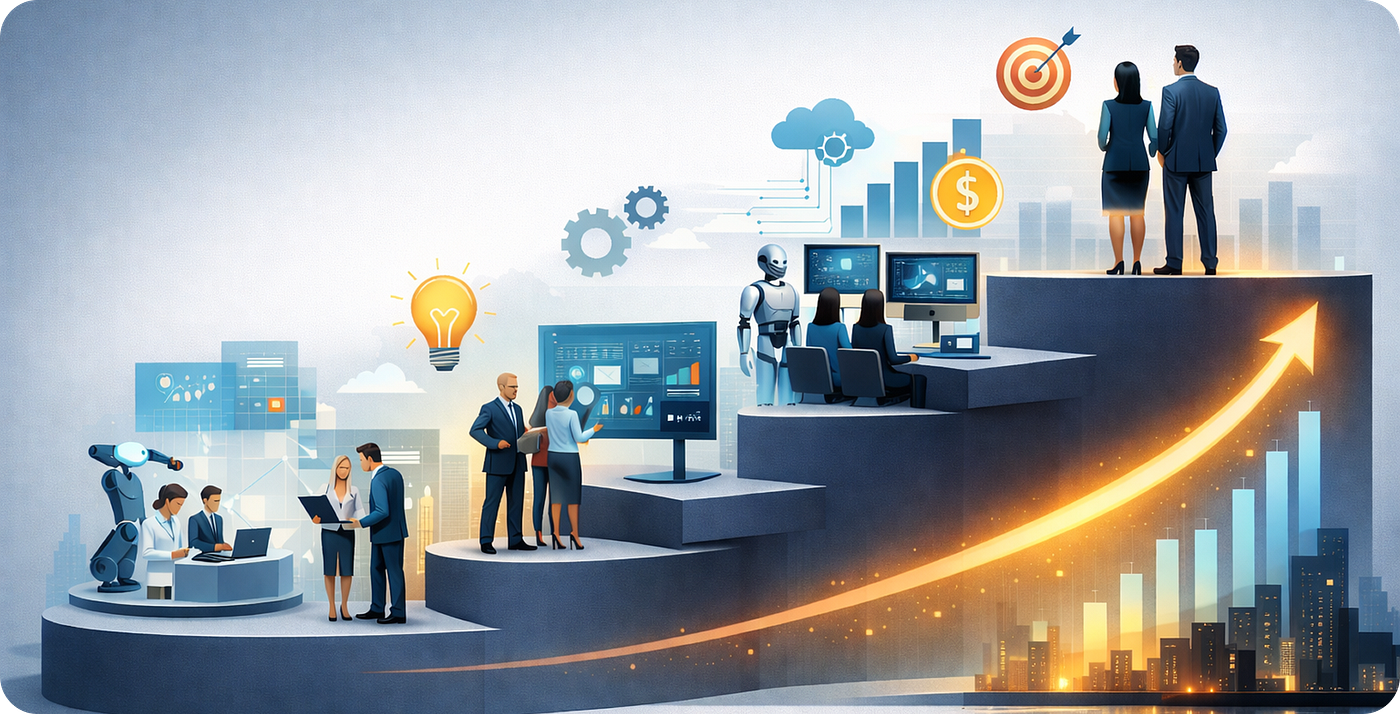 AI maturity model — How leaders turn PoCs into measurable business impact