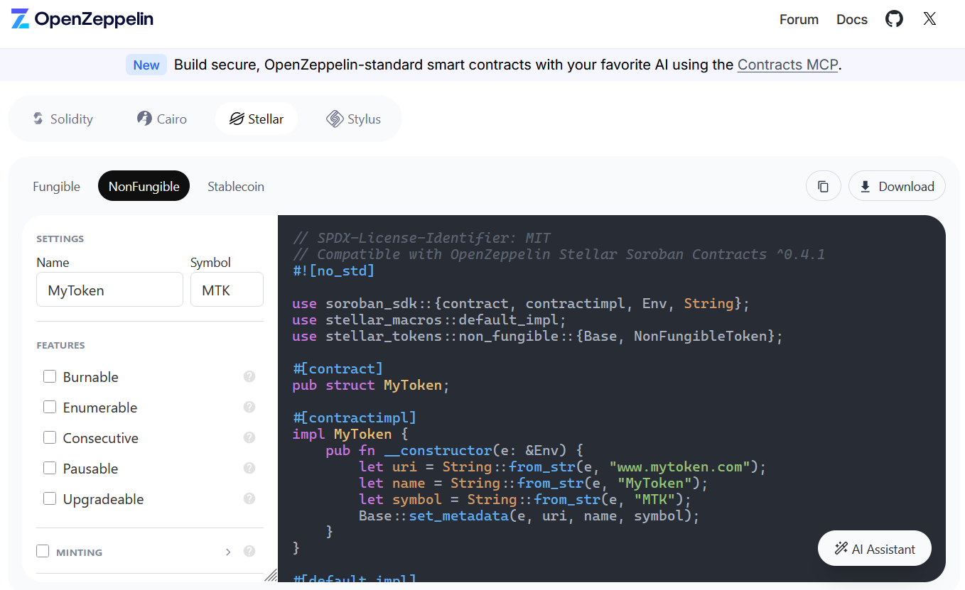 NFT Contract on Soroban with OpenZeppelin | by SentinelFi | Medium