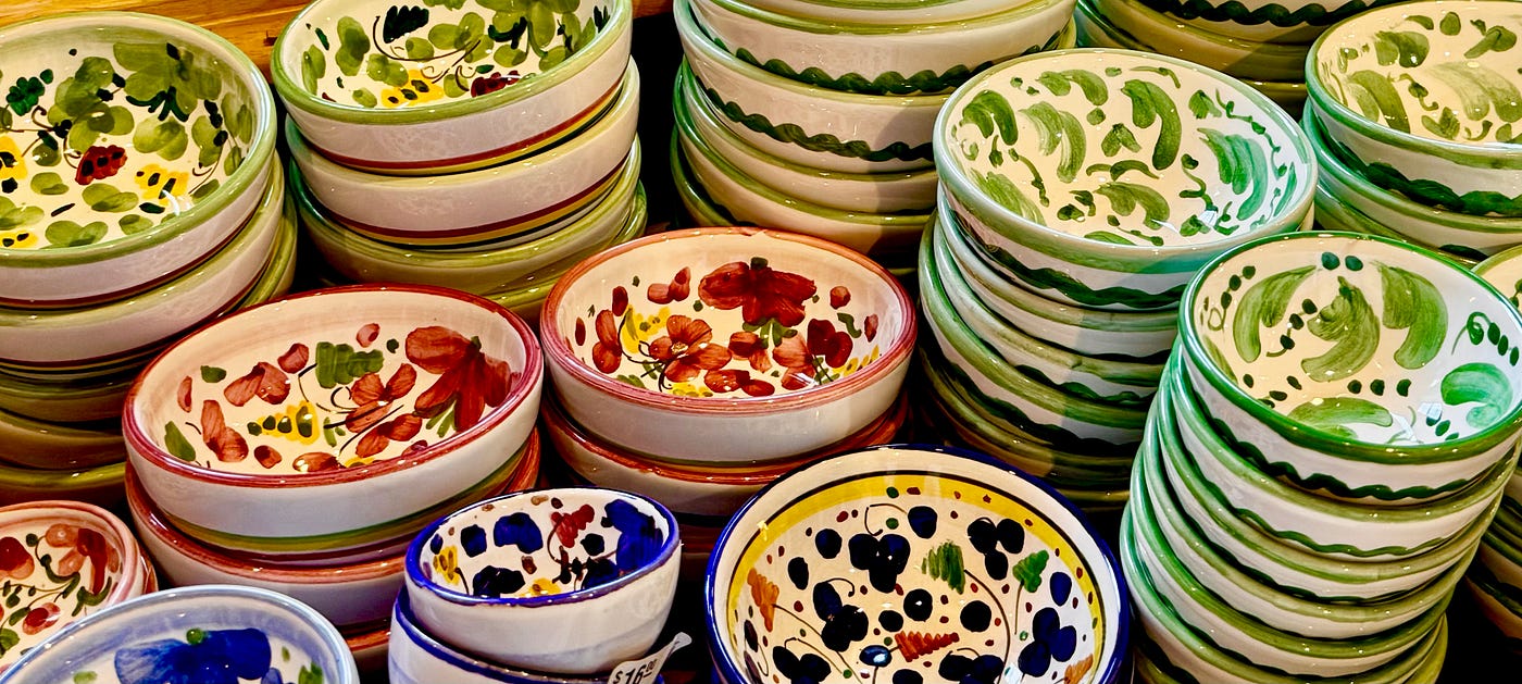 Hand painted bowls. Photo by author
