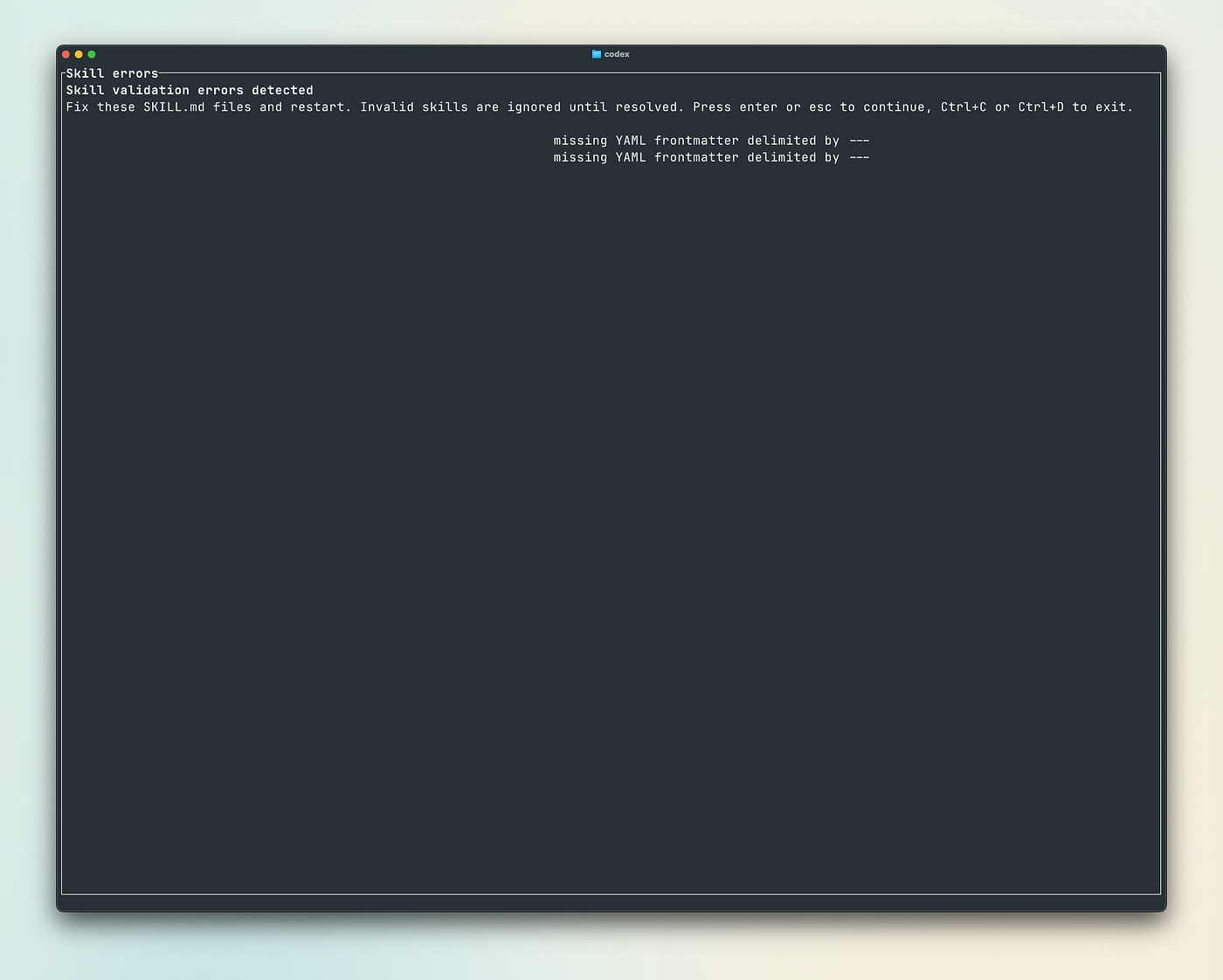 You need to use proper frontmatter syntax.