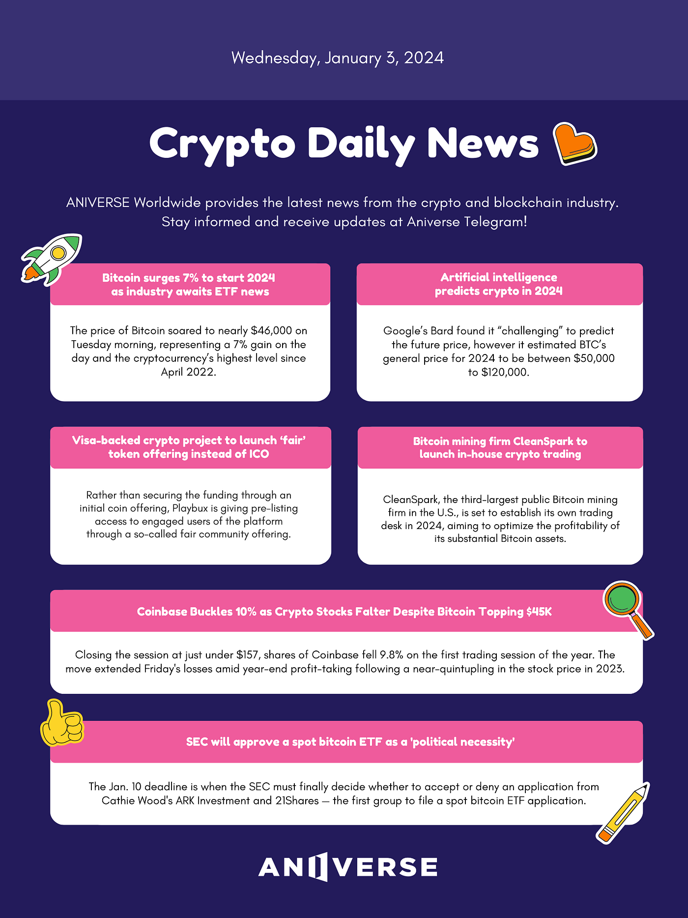 ANIVERSE Crypto Daily News_January 3, 2024 | by ANIVERSE | ANIVERSE | Medium