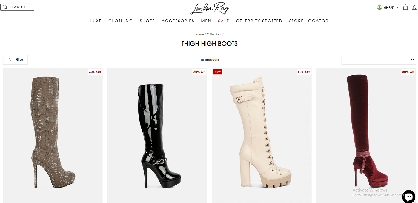 Women’s Knee High Boots collection at London Rag.