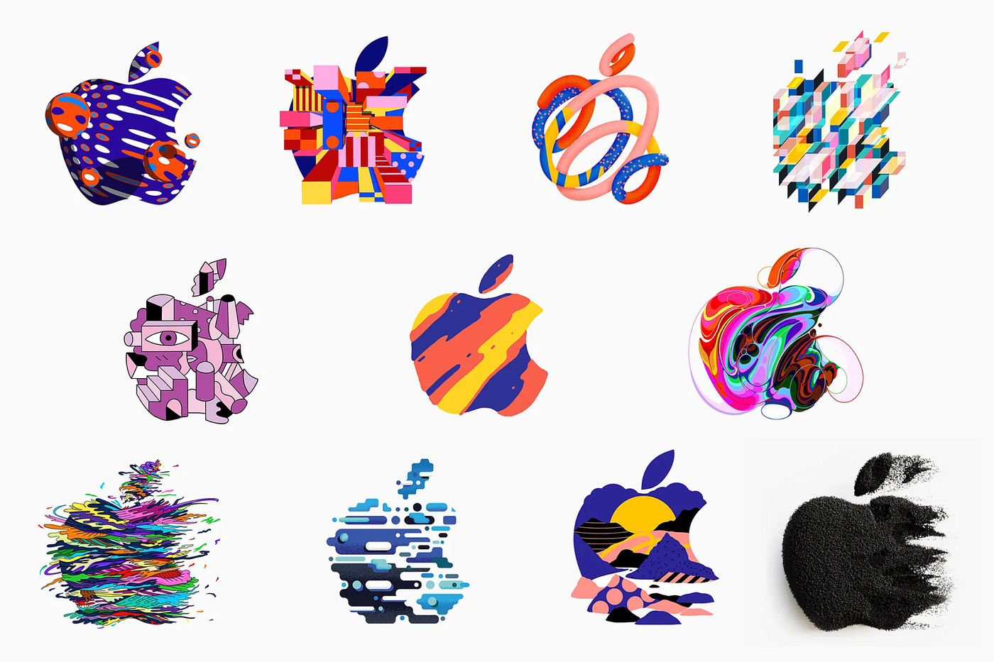 Apple hat sein Logo für einen Event vom 30. Oktober 2018 verschieden interpretiert — unerwartet und doch wiedererkennbar. (Quelle: The Verge)