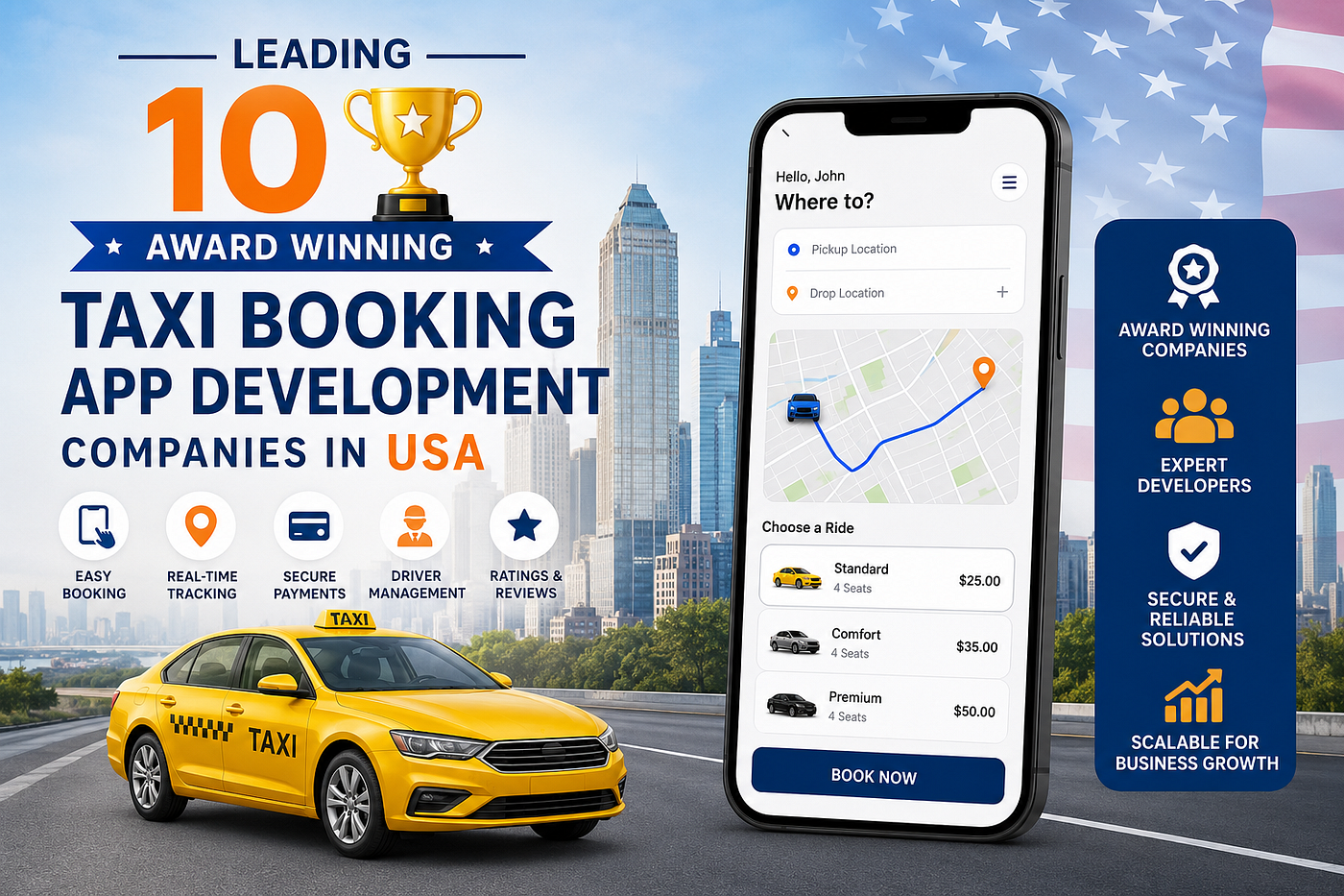 Leading #10 Award-Winning Taxi App Development Companies in USA