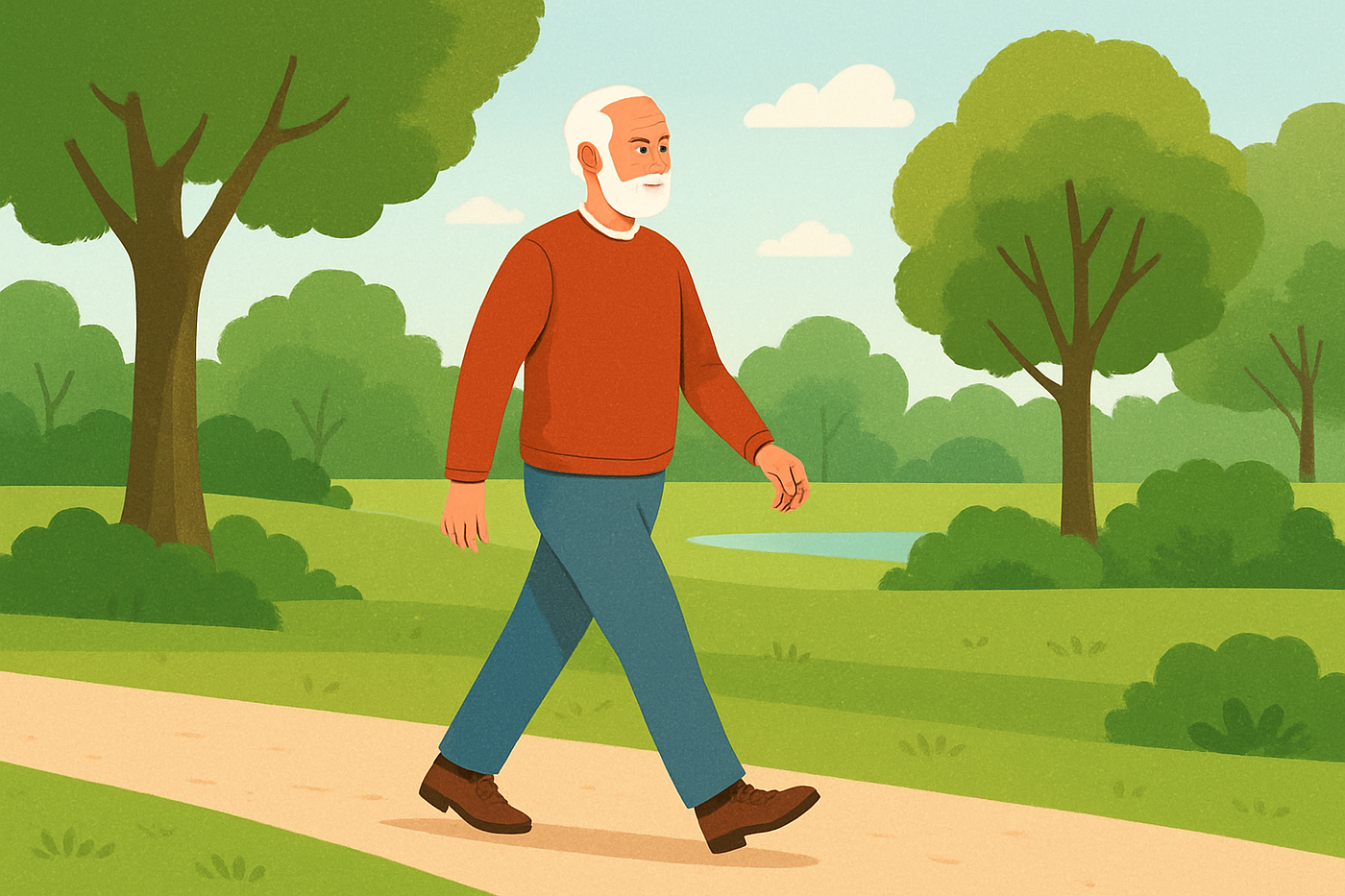 아름다운
공원을 산책하는 은퇴자