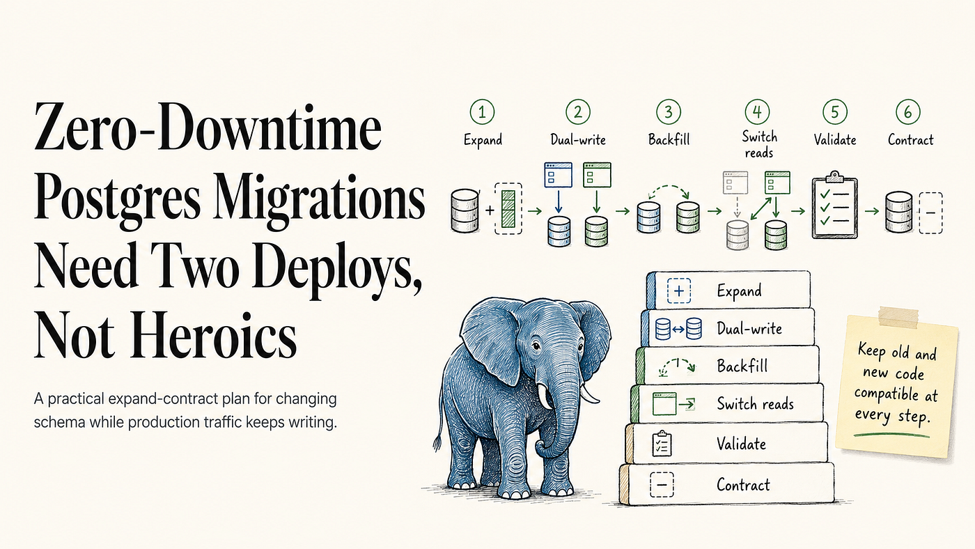 Zero-Downtime Postgres Migrations Need Two Deploys, Not Heroics