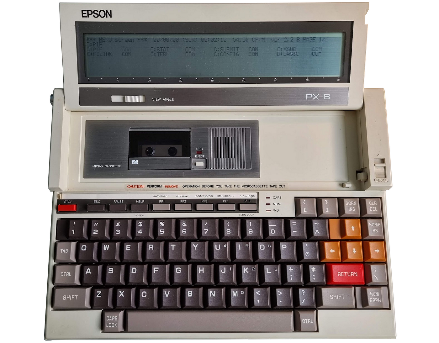 Epson PX8 Laptop with a CP/M OS and a Tape drive — when Laptops were fun |  by Dmitrii Eliuseev | Geek Culture | Medium