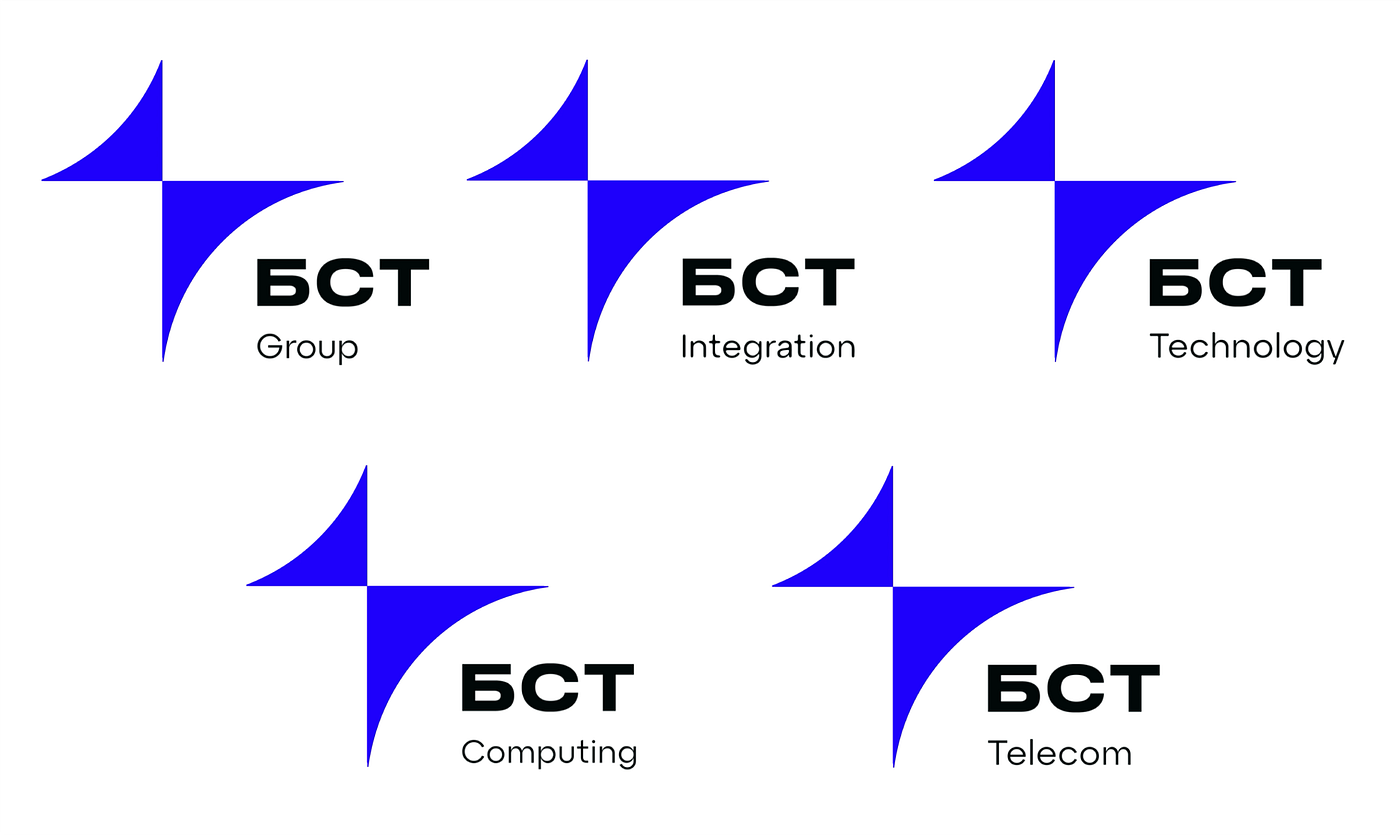 The umbrella system gave each BST division its own name while keeping the same visual logic across the group