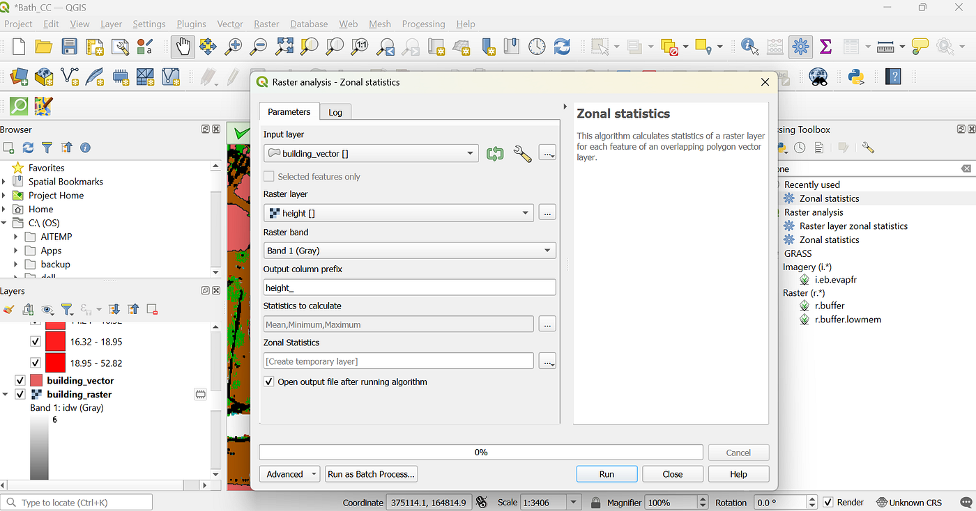 Zonal Statistics calculation.