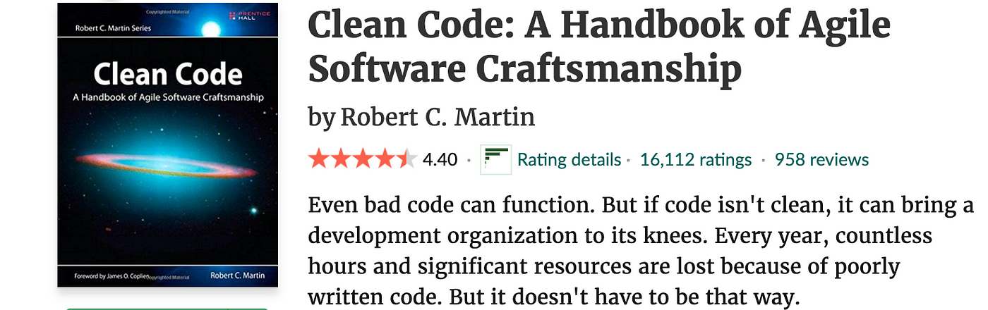 Clean Code: A Handbook of Agile Software Craftsmanship