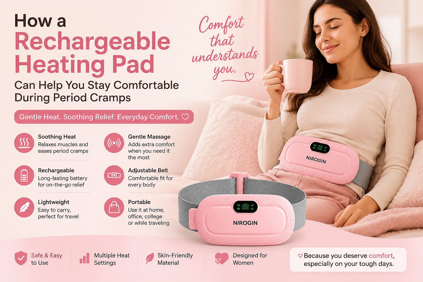 How a Rechargeable Heating Pad Can Help You Stay Comfortable During Period Cramps