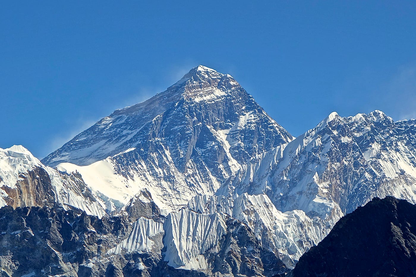 View of Mount Everest from the west. (Image by Rdevany on Wikimedia Commons)