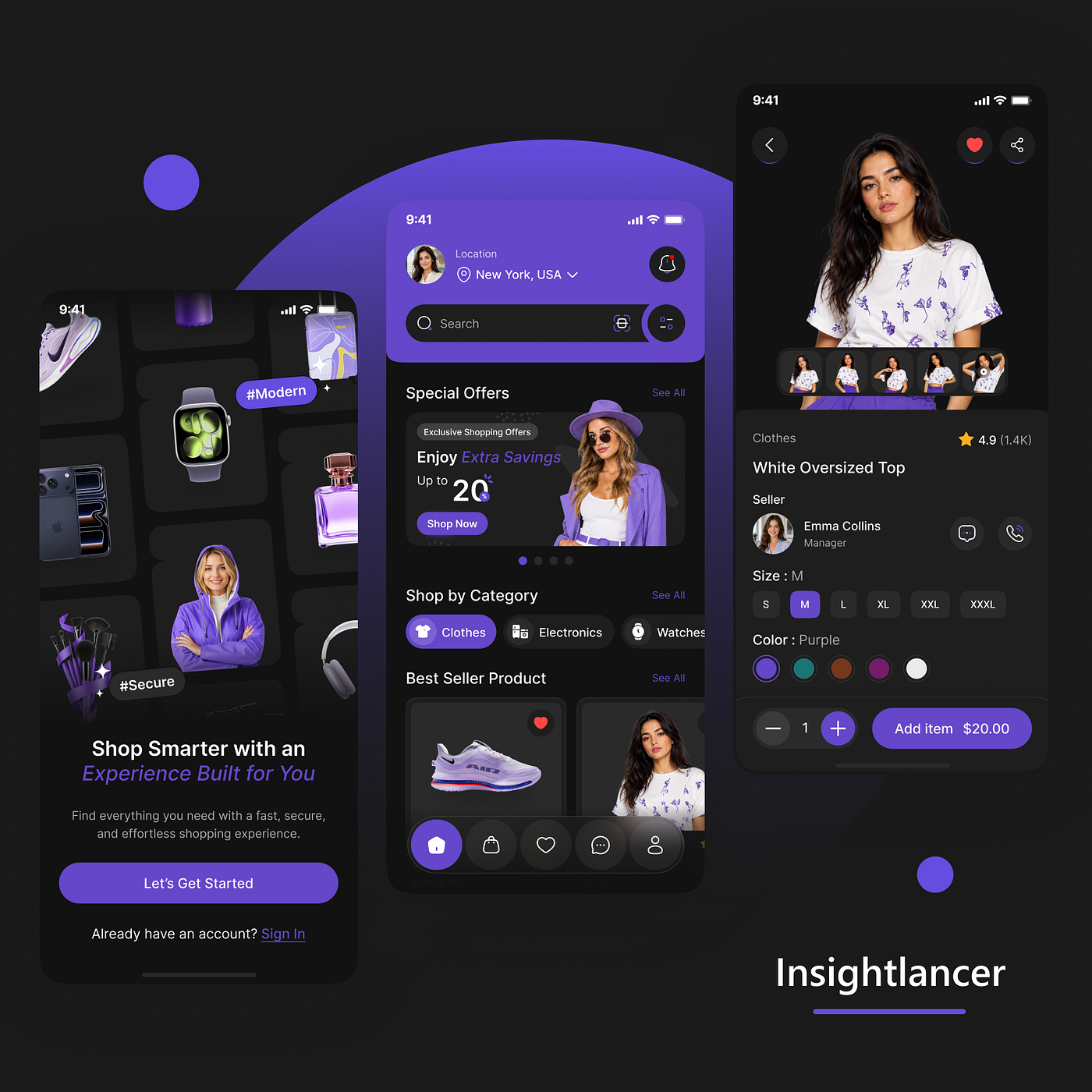 Ecommerce Mobile App UIUX Design | Online Shopping App | Figma | Dark Mode