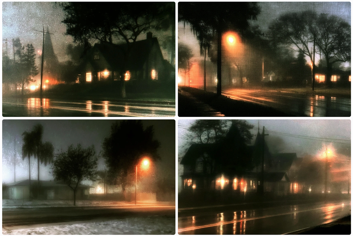 a paranormal image grid made with SREF ID: 2650488392 — created by the author in the Midjourney v8.2 preview
