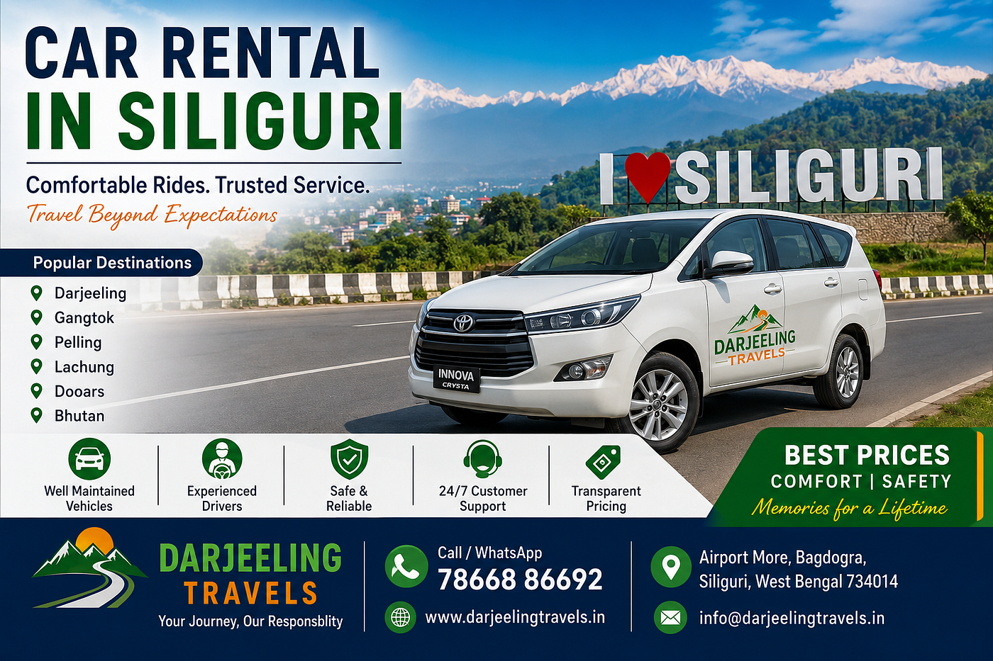 Car Rental in Siliguri: The complete travel guide for Darjeeling, Sikkim & Bhutan