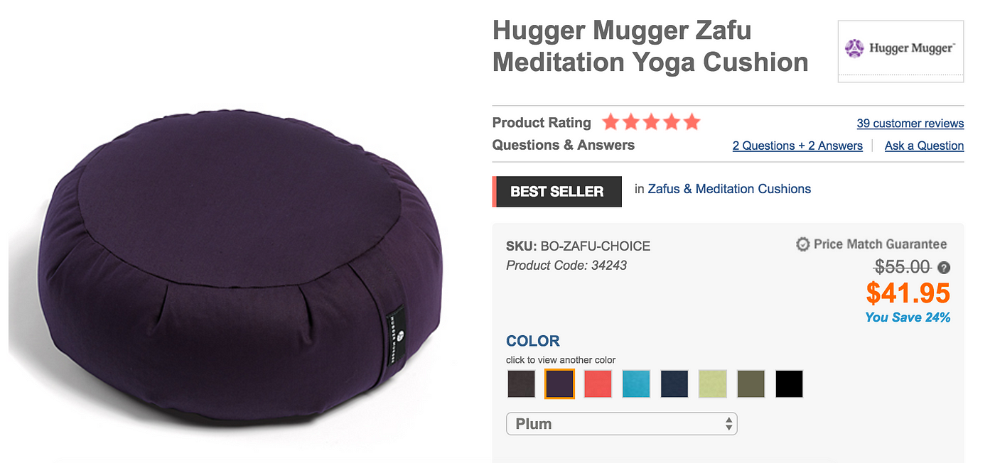 Hugger Mugger Zafu Yoga Meditation Cushion at YogaOutlet.com –