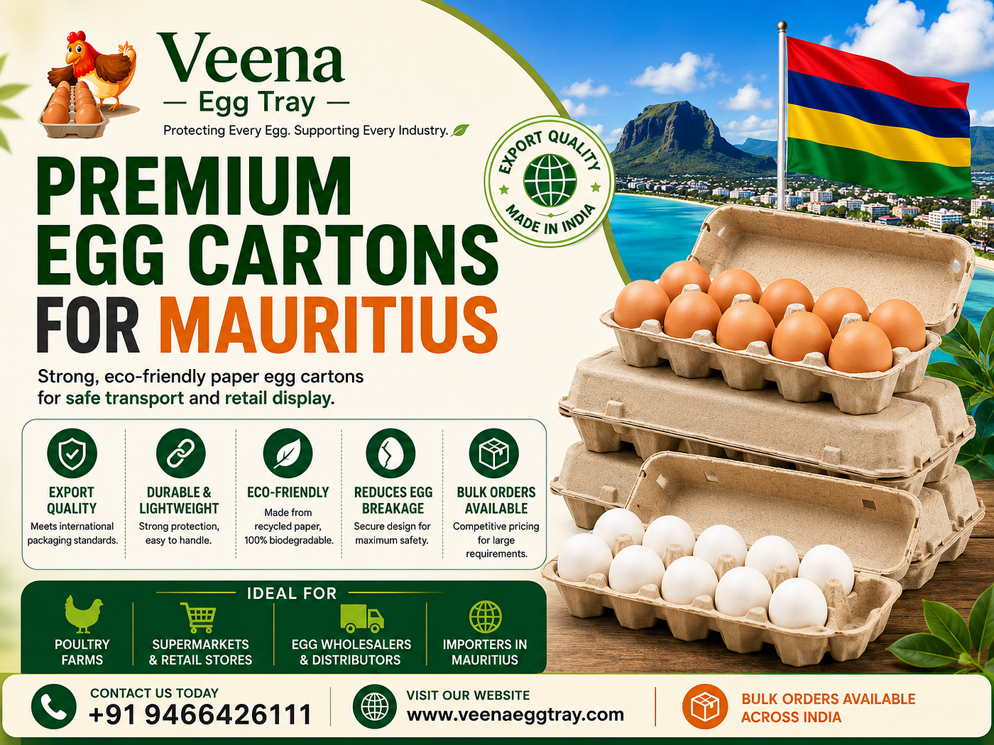Egg Carton Supplier in Mauritius | Premium Paper Egg Cartons | Veena Egg Tray