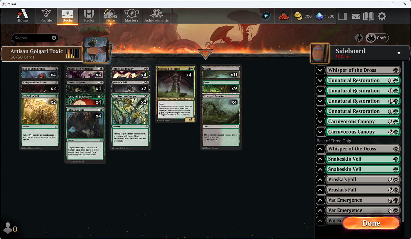 mtg commander poison deck Fynn, the Fangbearer Reach (This creature can block creatures with flying.) Deathtouch (Any amount of damage this deals to a creature is enough to destroy it.) Whenever another creature dies Arena Standard poison deck by