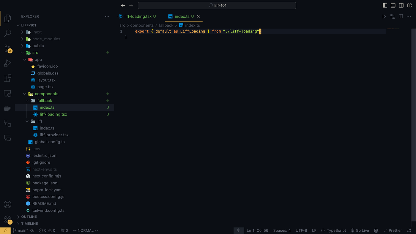 สร้างไฟล์ index.ts เพื่อทำการ export components ใน /src/components/fallback