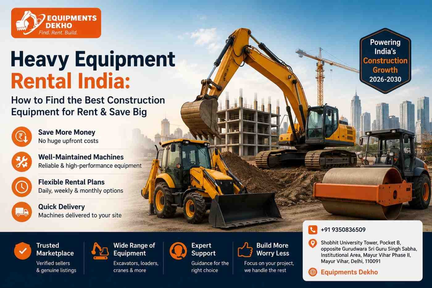 Heavy Equipment Rental India: How to Find the Best Construction Equipment for Rent & Save Big