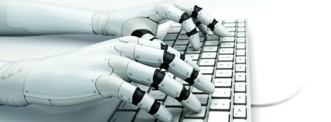 A robotic hand reaching out, symbolising AI as a co-creator in storytelling.