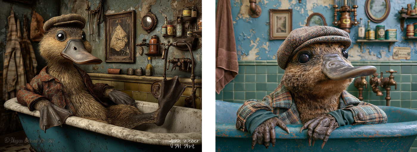 the left image is John Weber’s original (the first one in its set) and the right image was created by the author