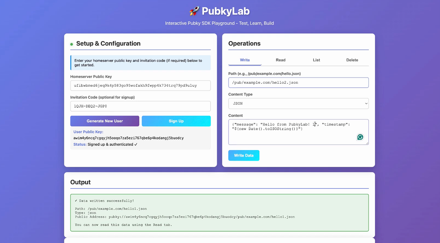 Pubky Lab: A Simple Playground for Testing Pubky SDK Calls